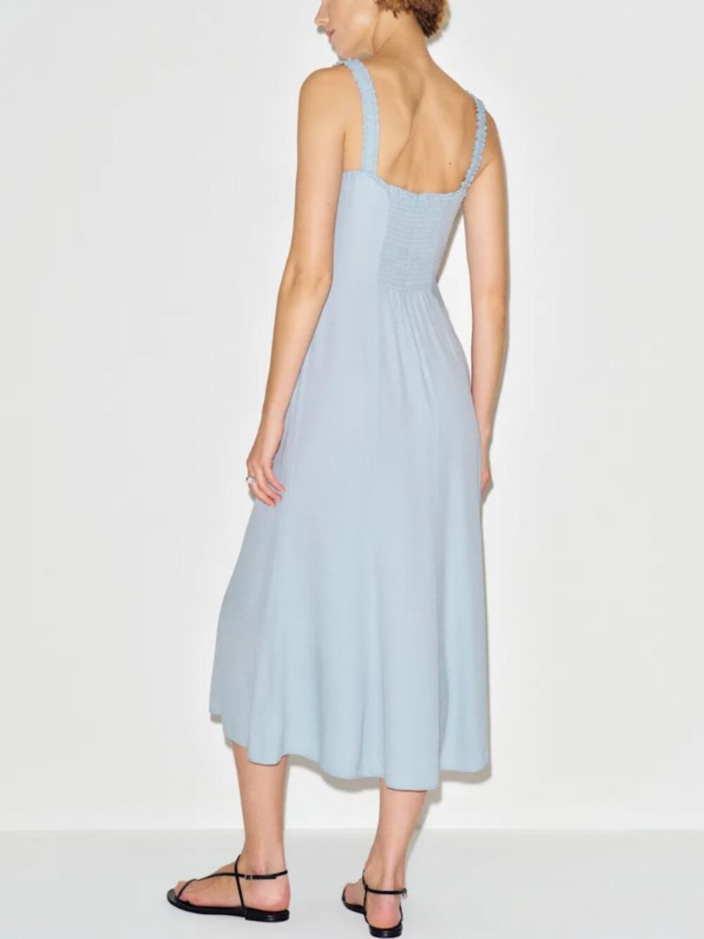 Reformation Tully Midi Dress Sz4 Mineral Blue French Classic Vacation - Picture 2 of 8